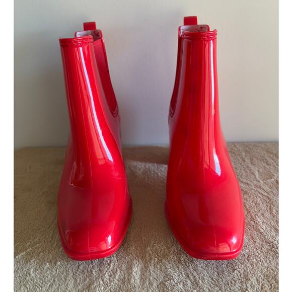 Jeffrey Campbell Shoes - Jeffrey Campbell PVC Hurricane Platform Red Rain Boots Size 7